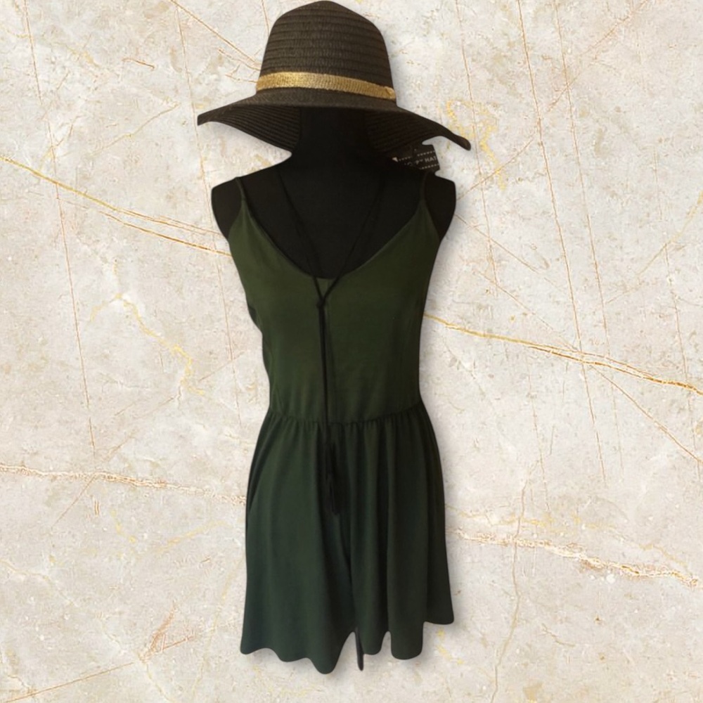 NEW•XL-1X•Creme De La Creme Olive Green CrossBack Romper